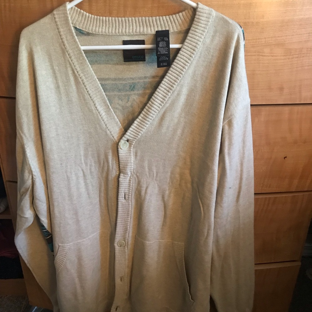 Men's 3XL Enyce Beige V-Neck Button Cardigan Sweater